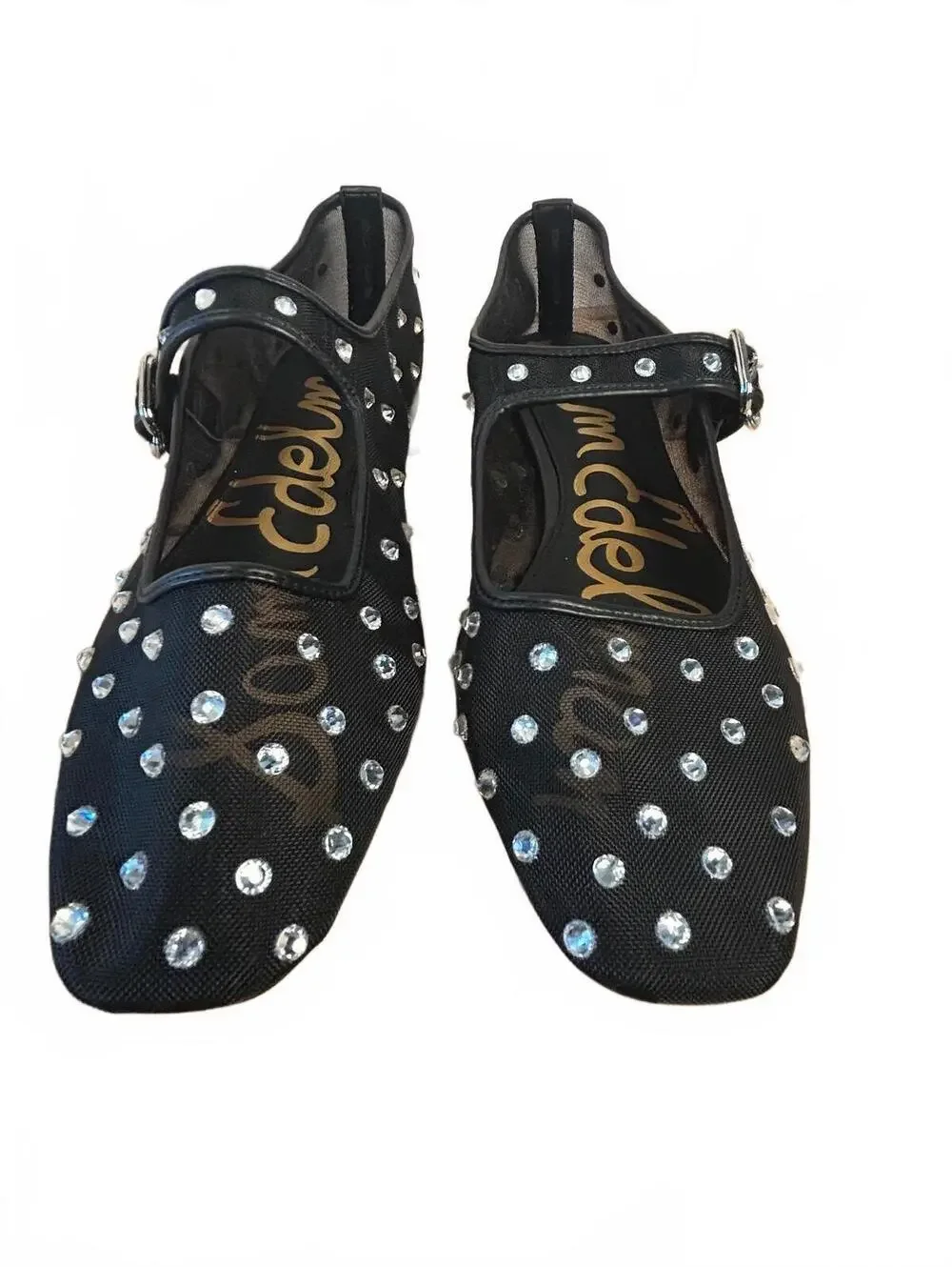 Sam Edelman Women's Black Mary Jane Flats with Rhinestone Accents NWT